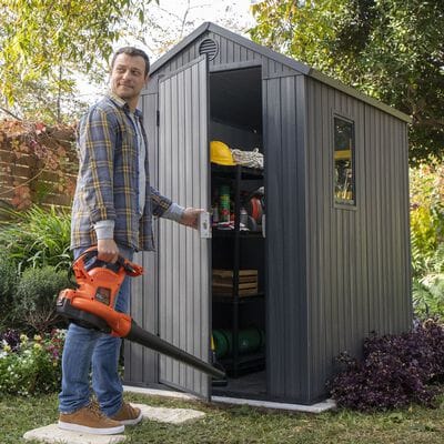 Keter 4’x6′ Darwin Heavy Duty Plastic Garden Shed – Grey - Image 3
