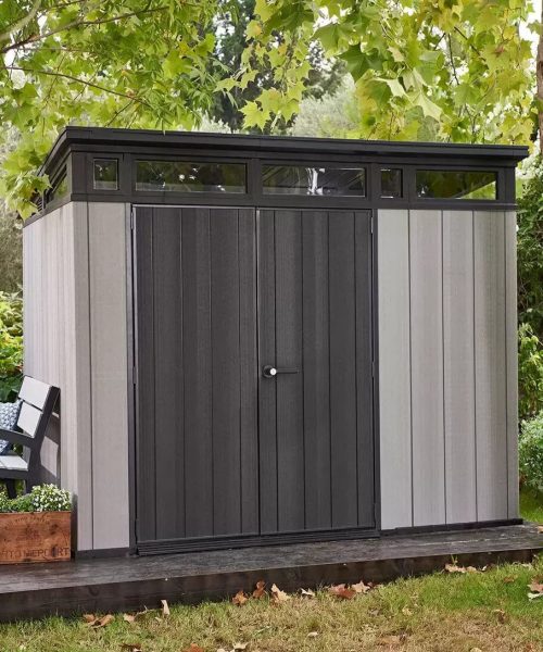 Keter Artisan 9x7 ft Pent Grey Plastic 2 door Shed with floor & 1 window