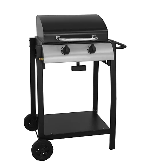 Black 2 burner Gas BBQ